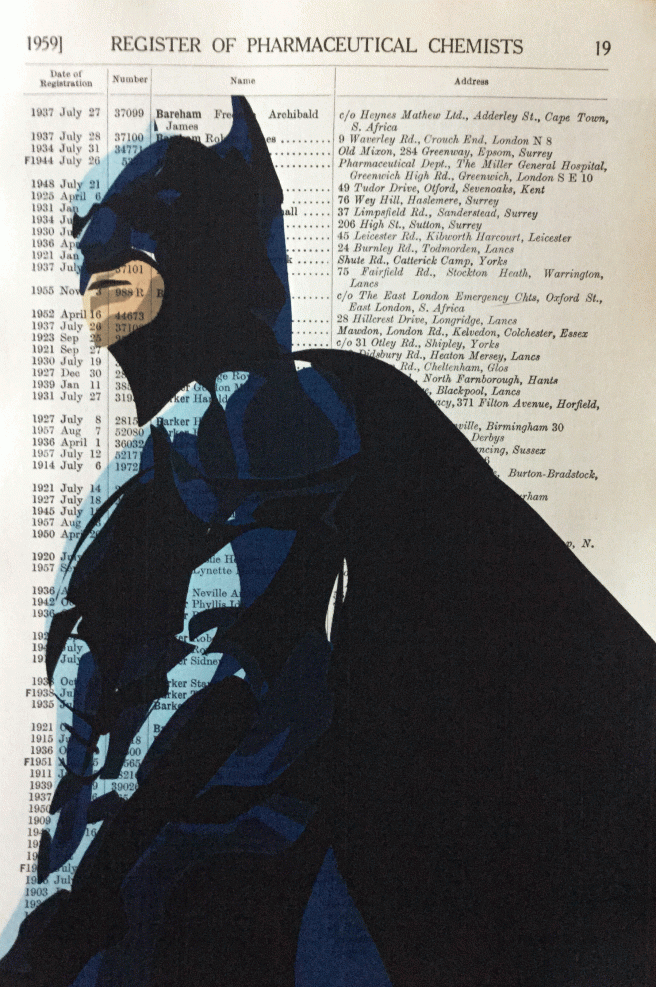 Batman print on vintage paper